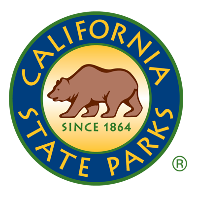 California State Parks logo that is a circle with the name surrounding a brown bear